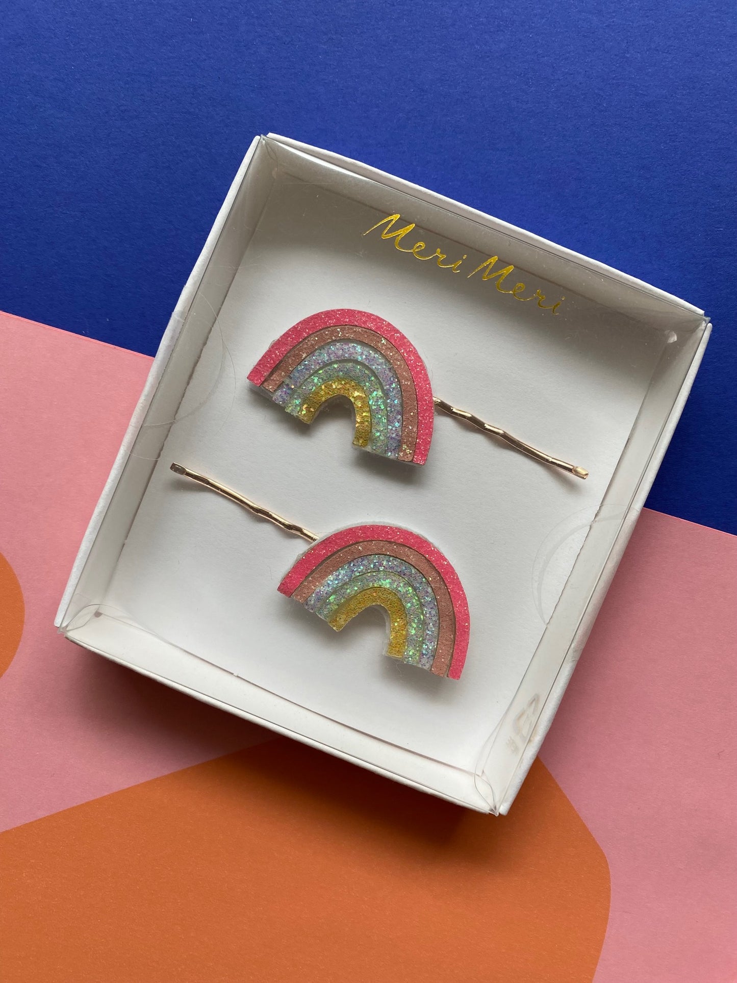 meri meri – Haarspangenset - Glitzer - Regenbogen (2er-Set)