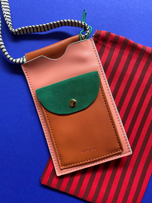 Sticky Lemon – Handytasche, XL, croissant brown + paris green